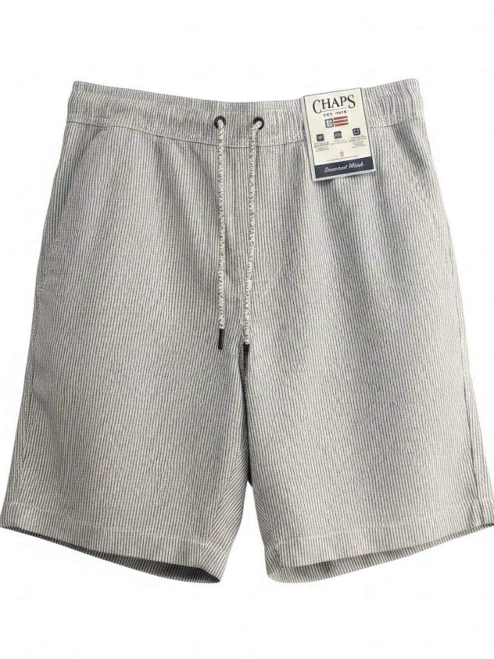 Chaps Men's Light Gray Seersucker Drawstring Hybrid Shorts New with Tags